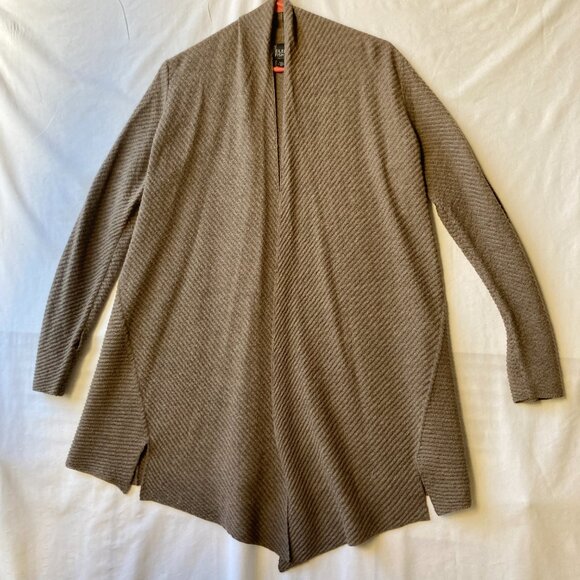 Eileen Fisher Italian Wool Womens Tan PS Sweater Lagenlook Duster Open Cardigan - Picture 2 of 16